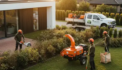 Professional shrub removal crew clearing overgrown bushes in Austin, TX yard