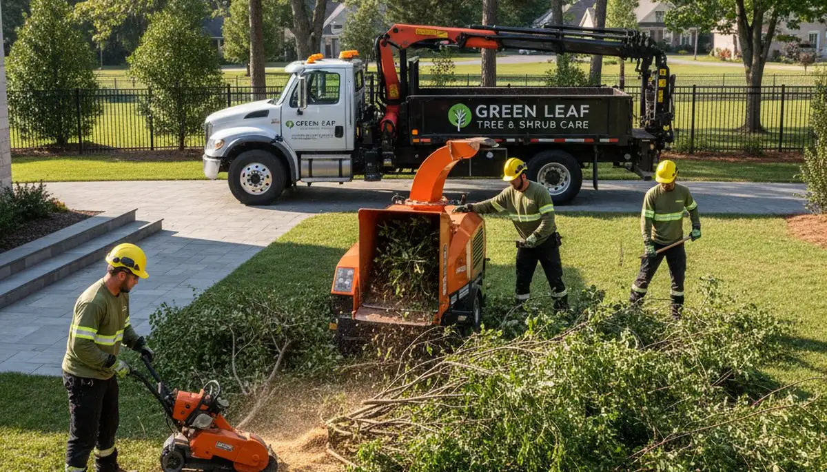 Professional shrub removal team clearing overgrown bushes in Austin, TX yard