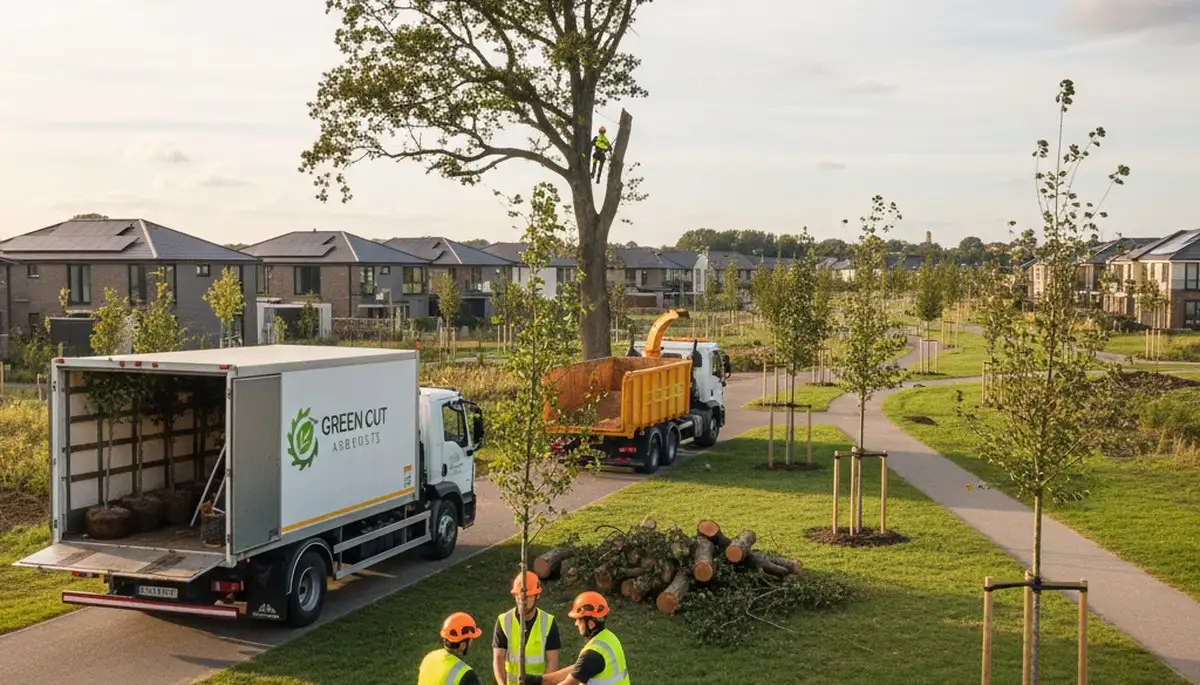 Arborist planting native tree in Austin, TX for residential landscape by Chop Chop Tree experts
