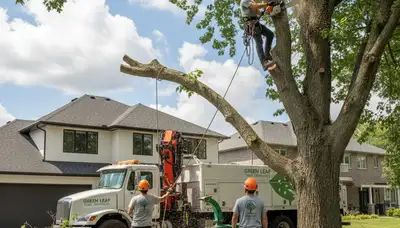 Arborist performing tree removal in Austin, TX with professional equipment and safety gear