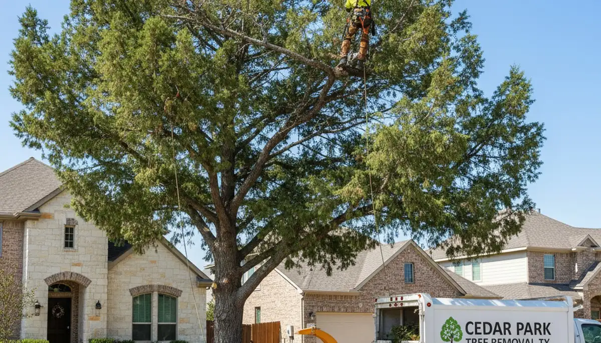 Professional tree removal service in Austin TX safely clearing residential property trees