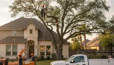 Professional tree removal service in Austin TX clearing damaged oak safely